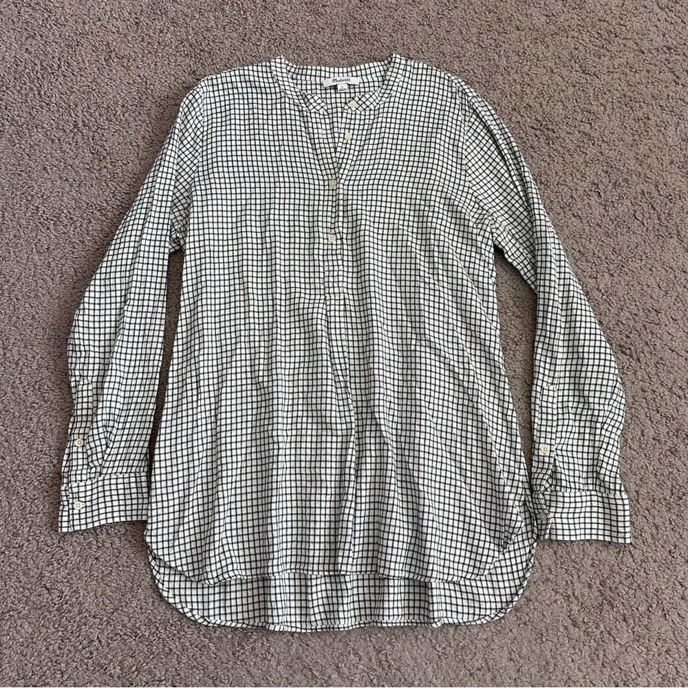 Madewell Plaid Half Button Up Shirt Womens L